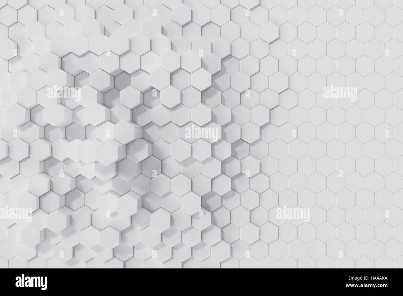 Résumé fond hexagonal géométriques blancs. Le rendu 3D Banque D'Images