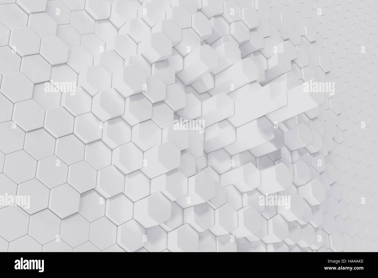 Résumé fond hexagonal géométriques blancs. Le rendu 3D Banque D'Images