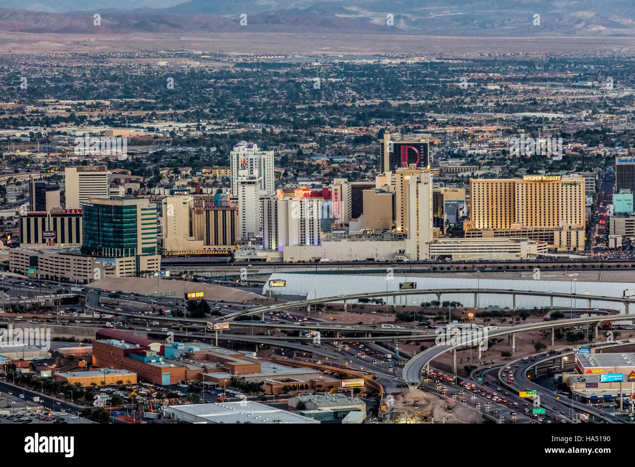 Vue aérienne du centre-ville de Las Vegas, Nevada, USA Photo Stock - Alamy