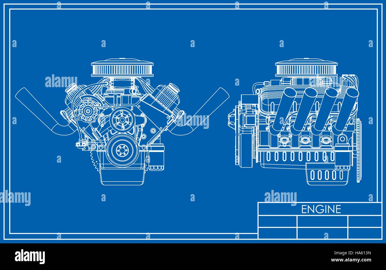 Hot Rod V8 dessin du moteur Illustration de Vecteur
