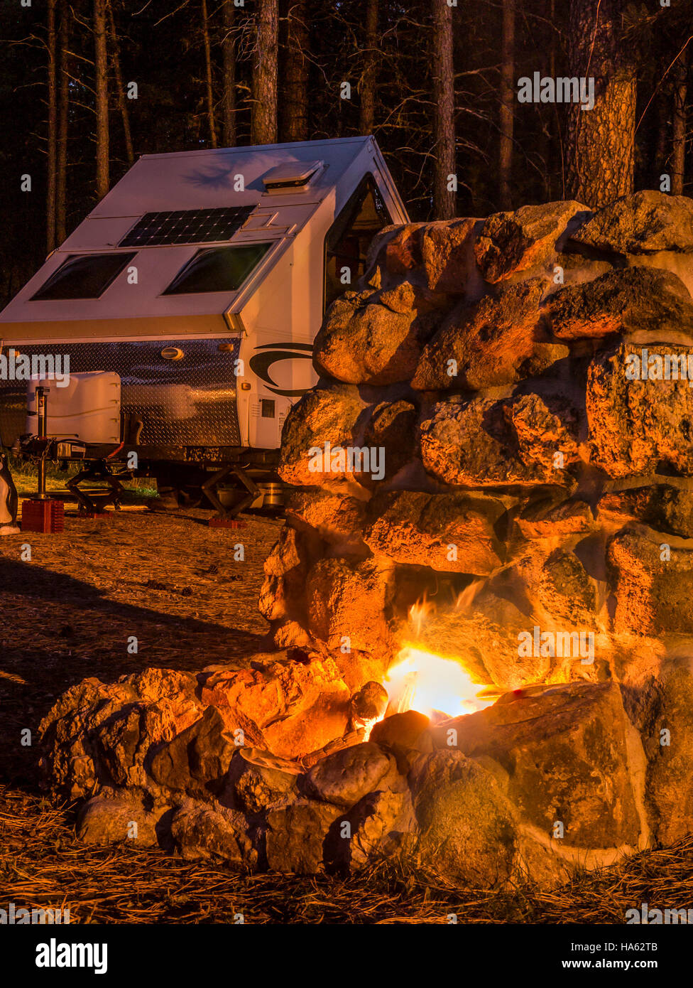 Camping du Lac de camp, Stockade, Custer State Park, dans le Dakota du Sud. Banque D'Images