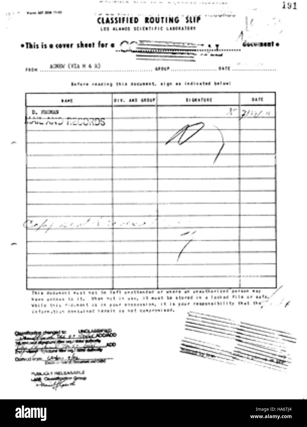 Losalamosnatlab 7597444100 Harold Agnew Télégramme du château le 29 mars 1954 Banque D'Images