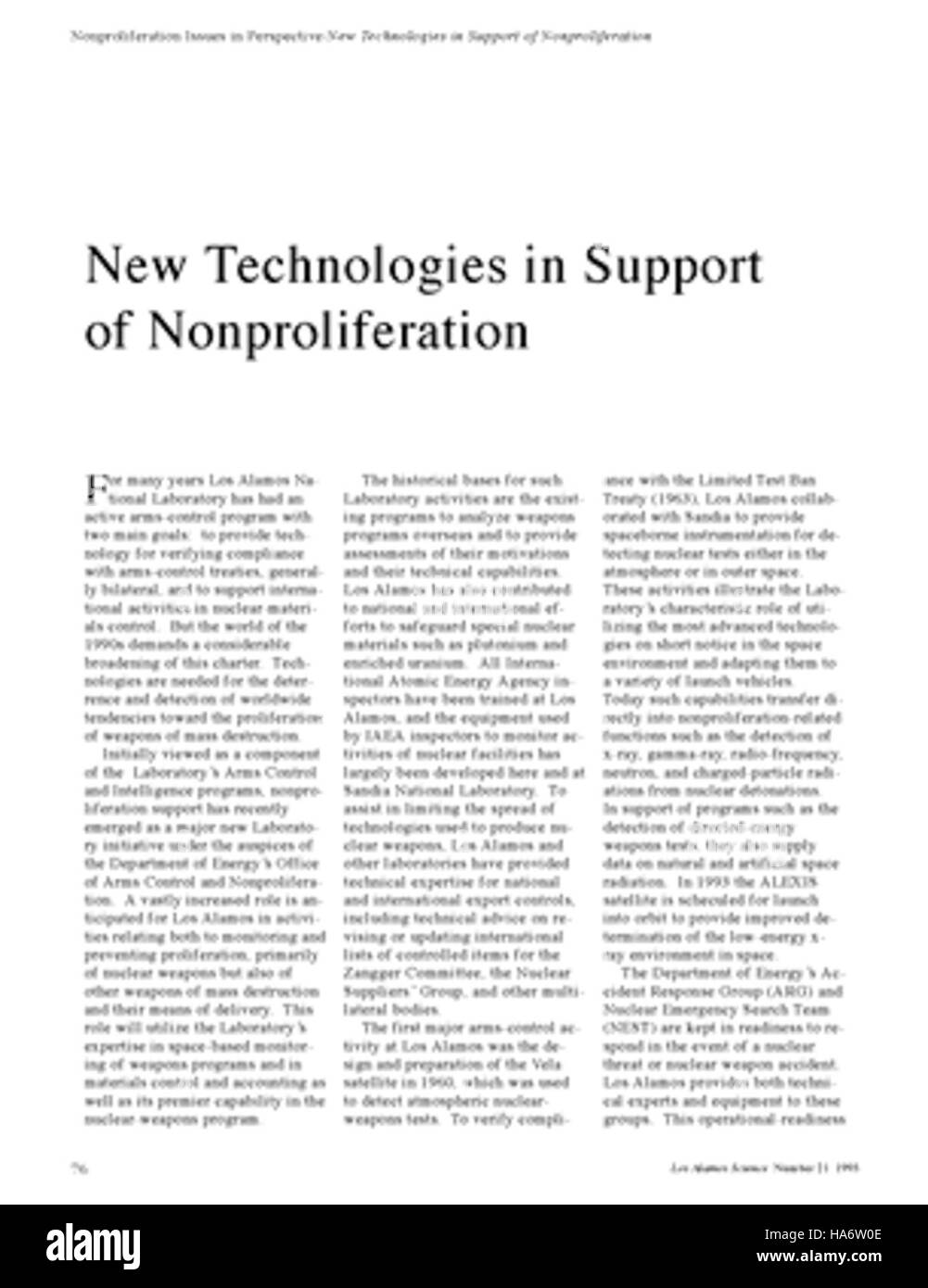 Les nouvelles technologies mises au point au laboratoire national de Los Alamos contribuent aux efforts de non-prolifération, en mettant l'accent sur la prévention de la prolifération des armes nucléaires. Le travail du laboratoire soutient la sécurité mondiale et la recherche scientifique. Banque D'Images