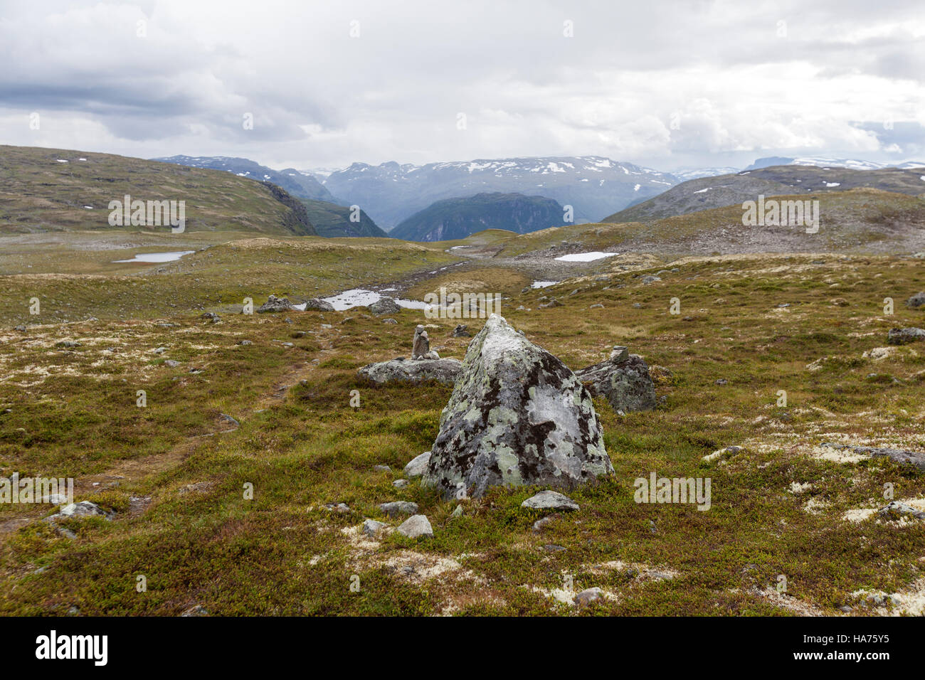 Paysage pittoresque le long Aurlandsfjellet Route touristique nationale, la Norvège Banque D'Images