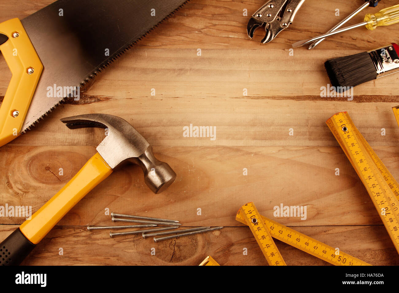 Outils de travail sur bois assortis Banque D'Images