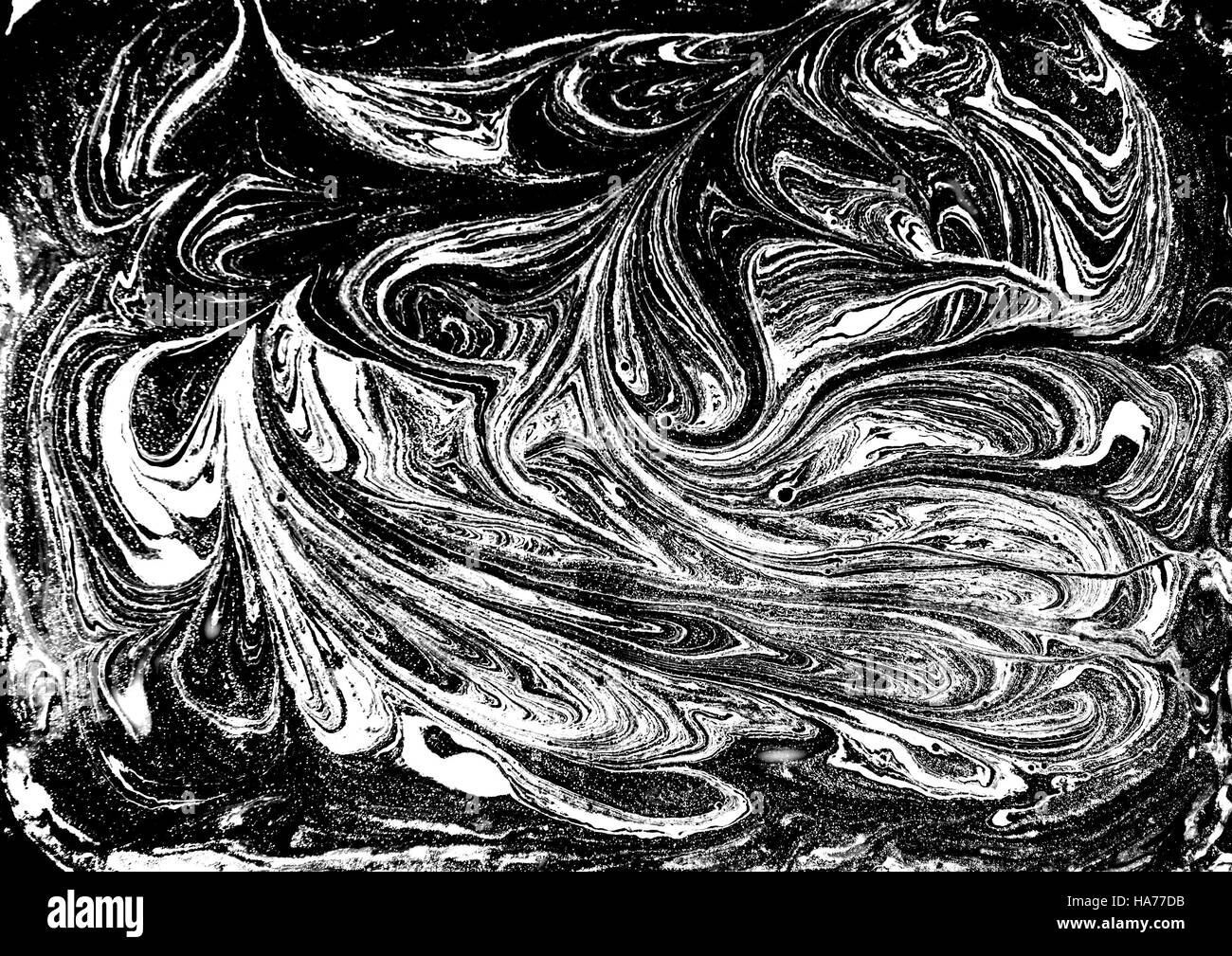 Le liquide noir et blanc motif marbré. Fond monochrome Banque D'Images