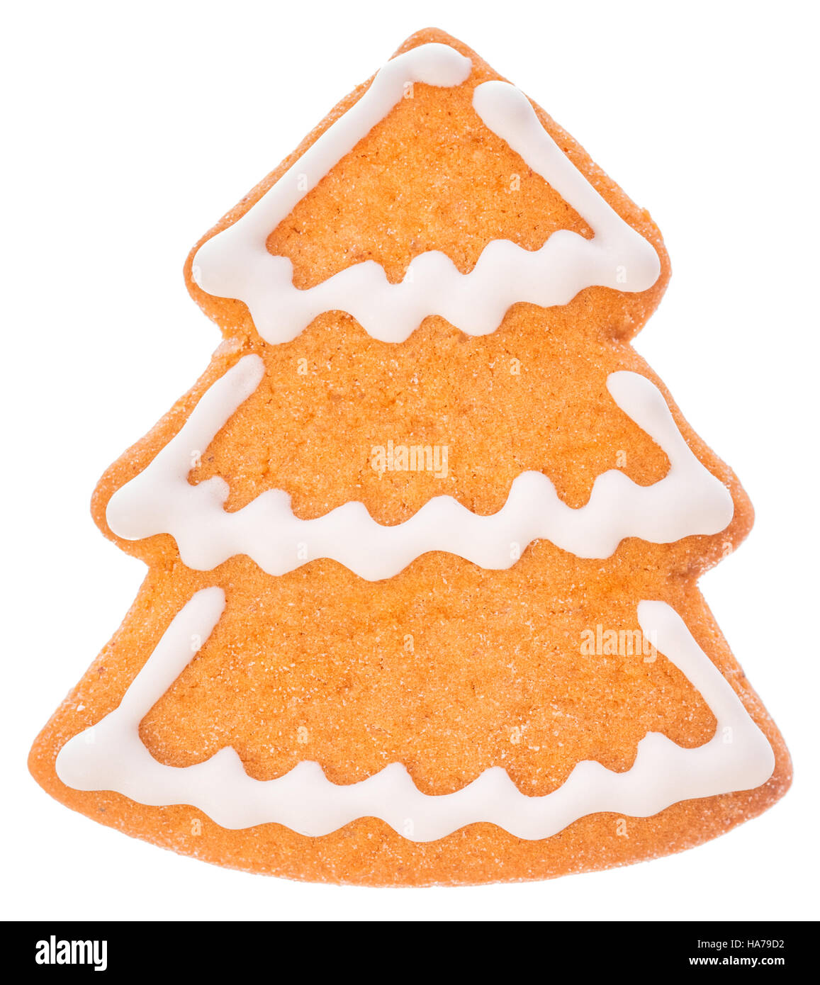 Beaux et délicieux biscuits arbre de pain d'épice de Noël isolé sur fond blanc Banque D'Images