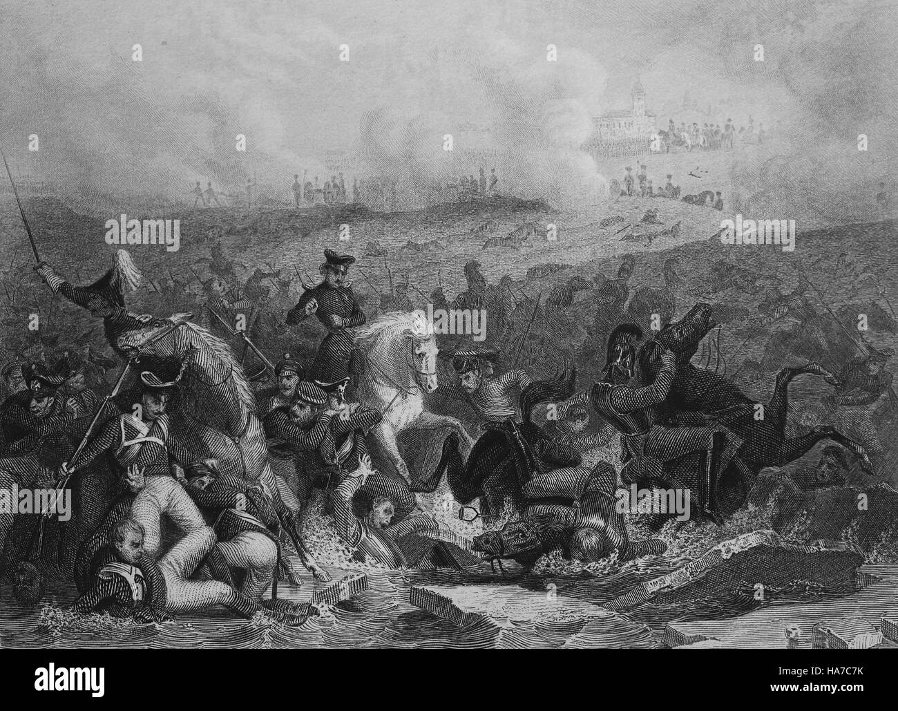 Bataille d'Austerlitz ou bataille de 3 empereurs. 2 Decembre 1805. Guerres napoléoniennes. La gravure. 19e siècle. Banque D'Images