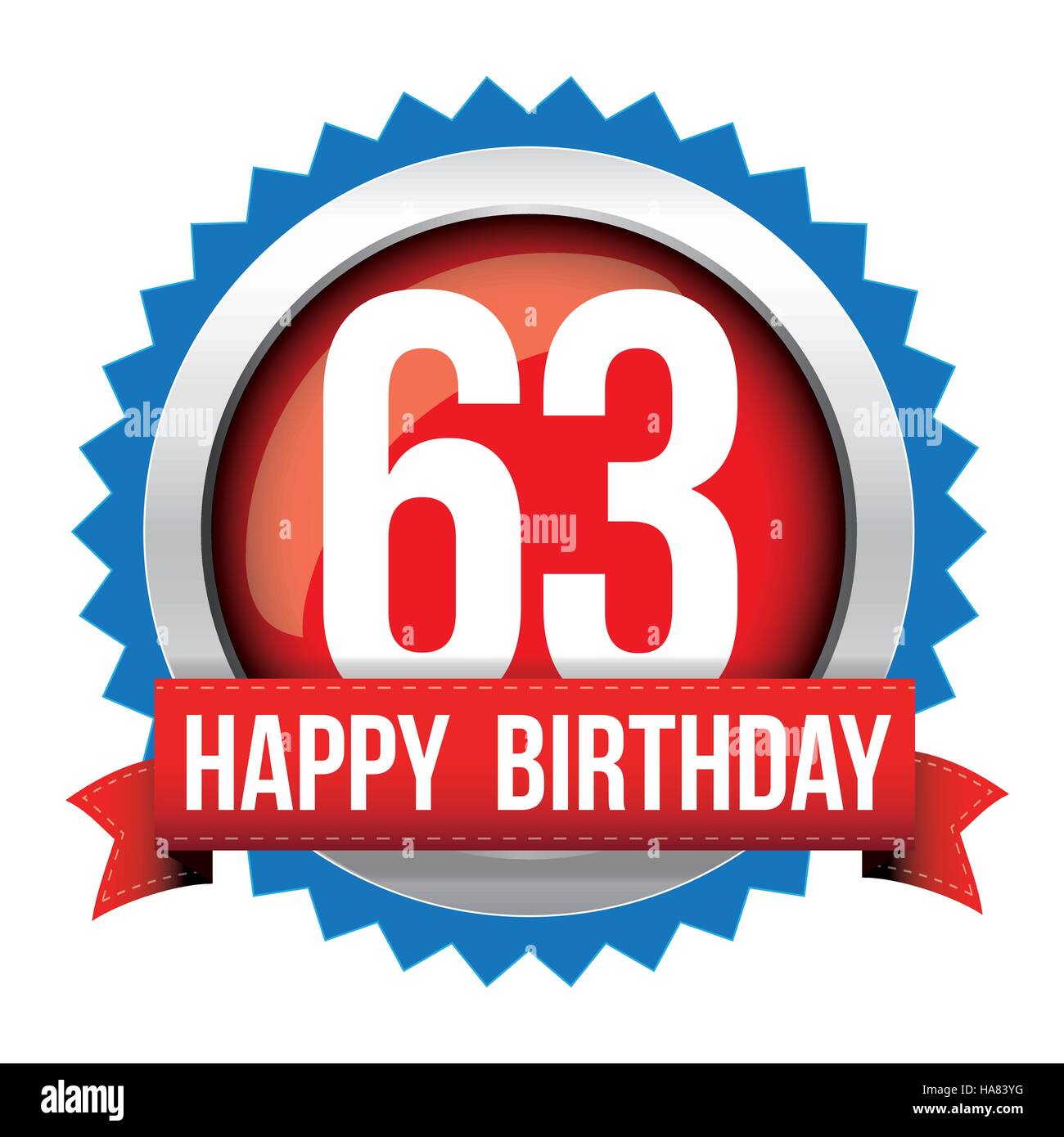 Soixante Trois Ans Joyeux Anniversaire Ruban Badge Image Vectorielle Stock Alamy