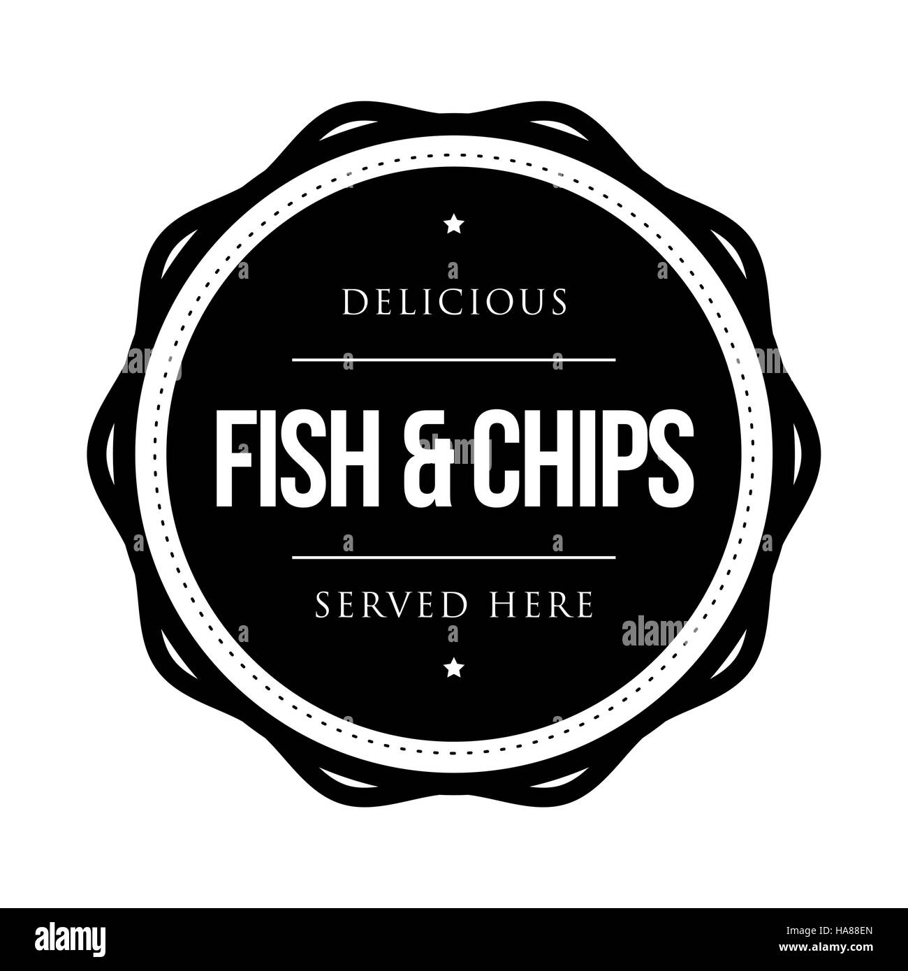 Fish and Chips vintage stamp Illustration de Vecteur