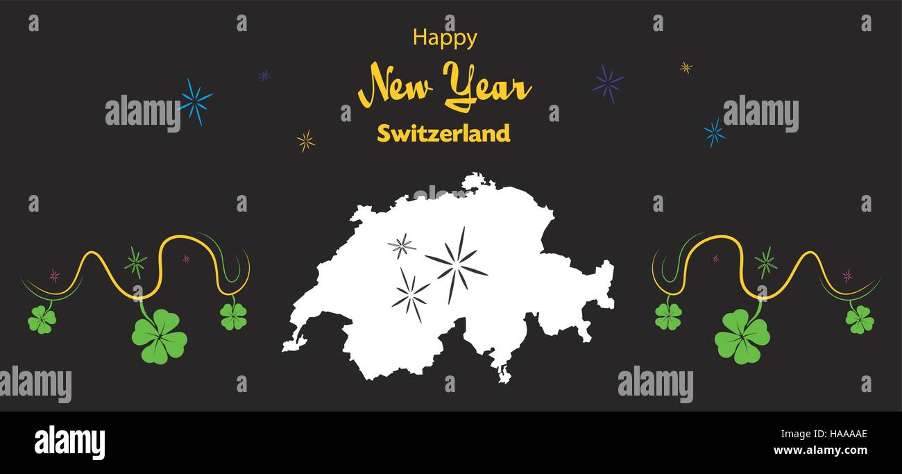 Happy New Year illustration thème avec carte de Suisse Illustration de Vecteur