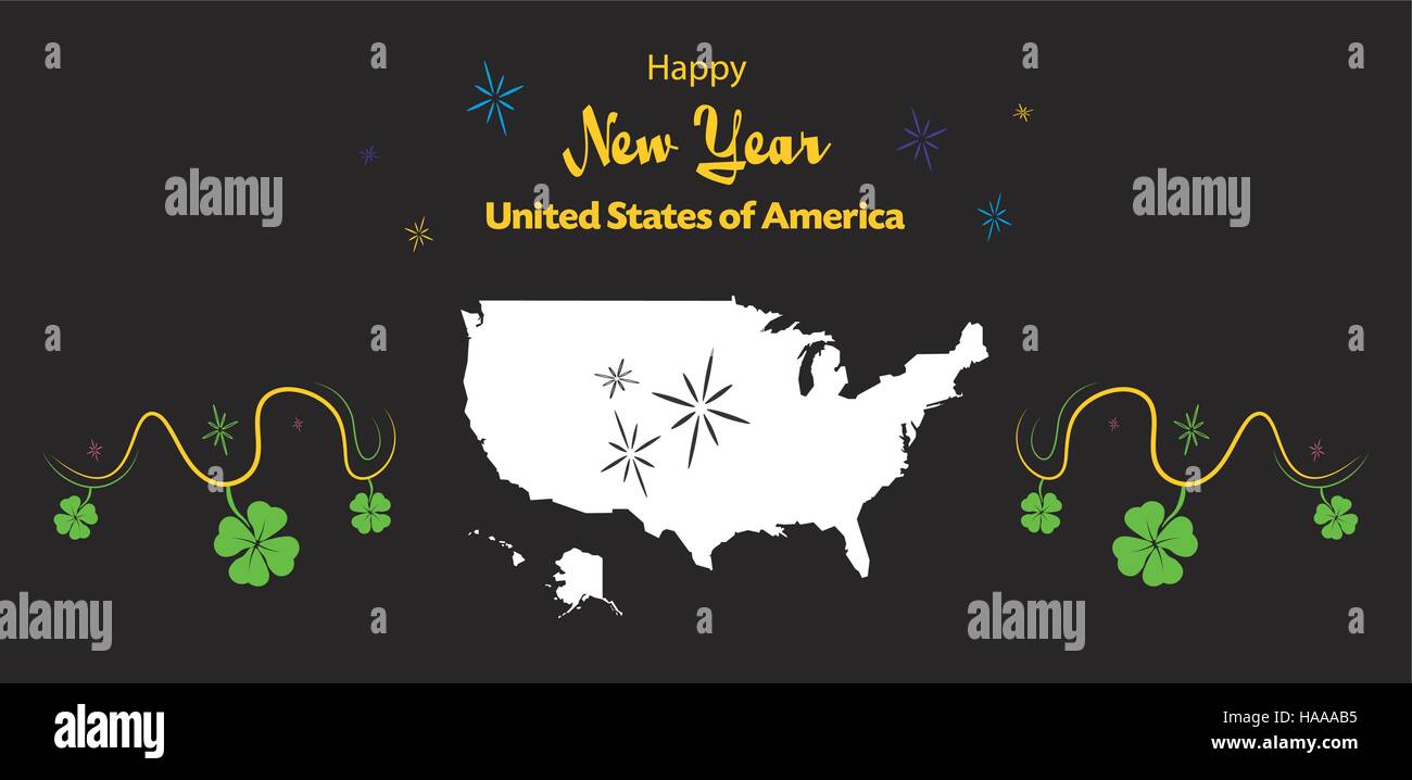 Happy New Year illustration thème avec la carte des USA Illustration de Vecteur