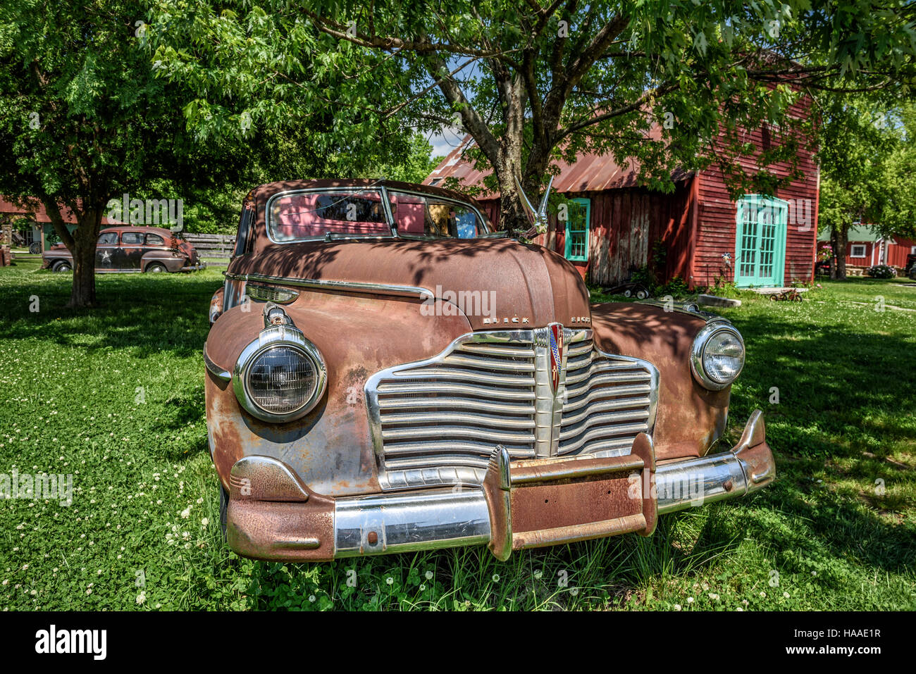 Buick Classic 1940/41 huit situé près de l'historique Route 66 au Missouri Banque D'Images