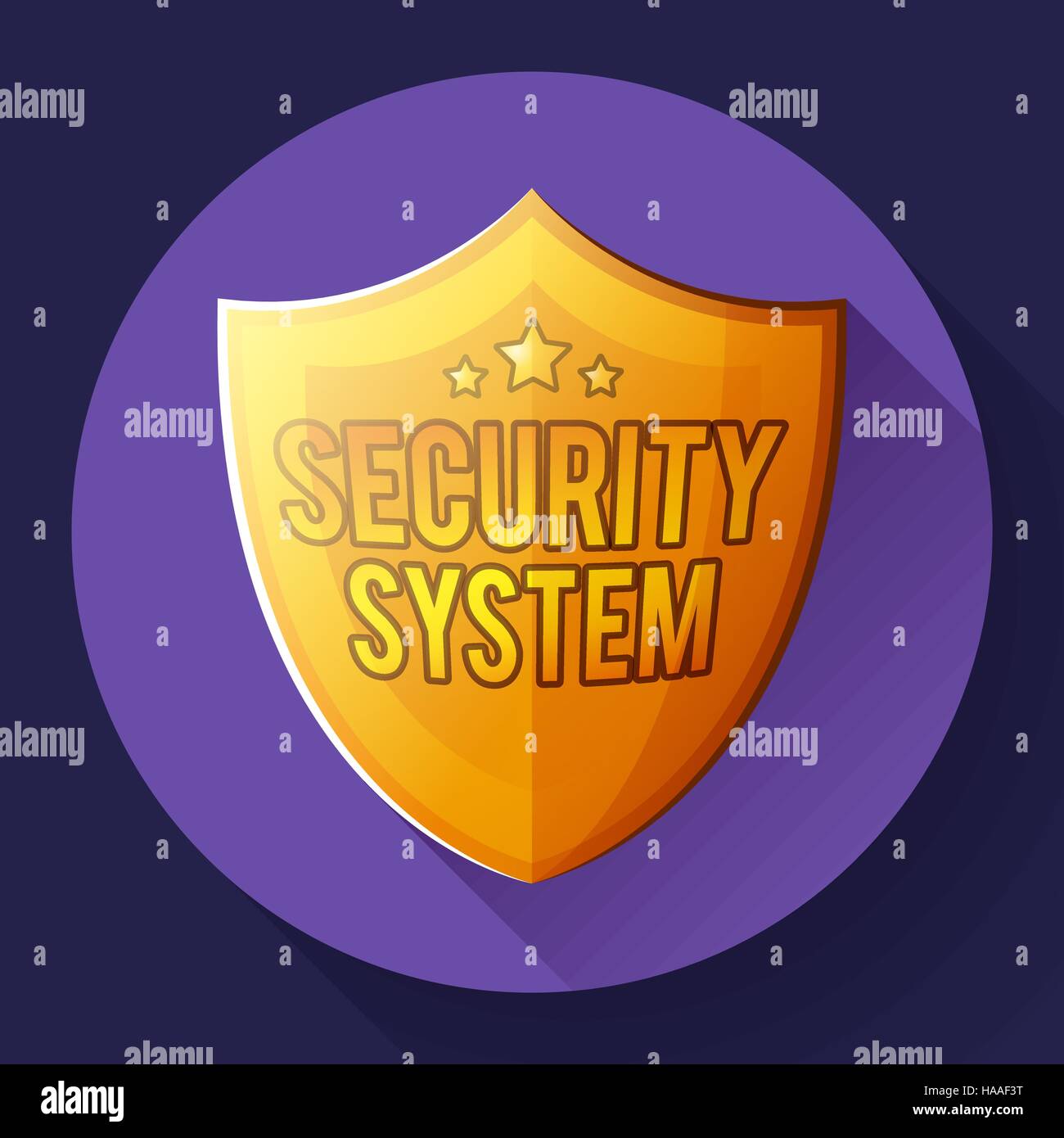 Icône de bouclier de l'or - symbole de protection système de sécurité texte. Illustration de Vecteur