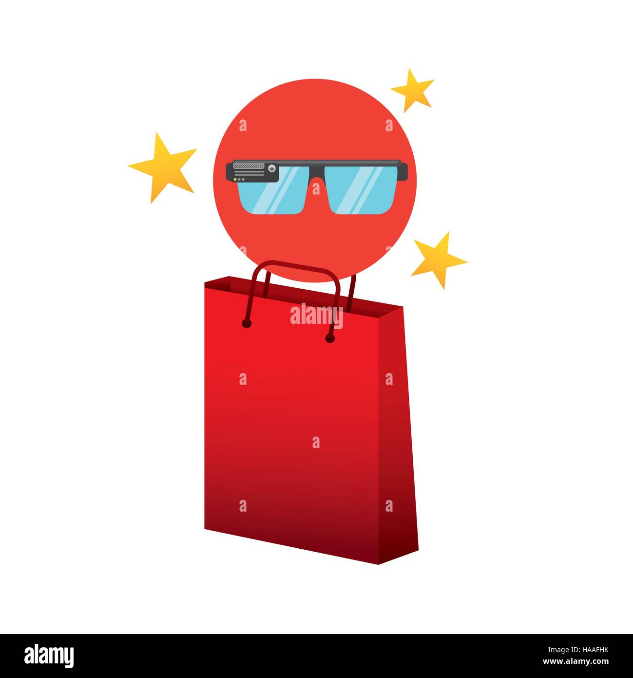 Sac cadeau rouge lunettes smart design star vector illustration eps 10 Illustration de Vecteur