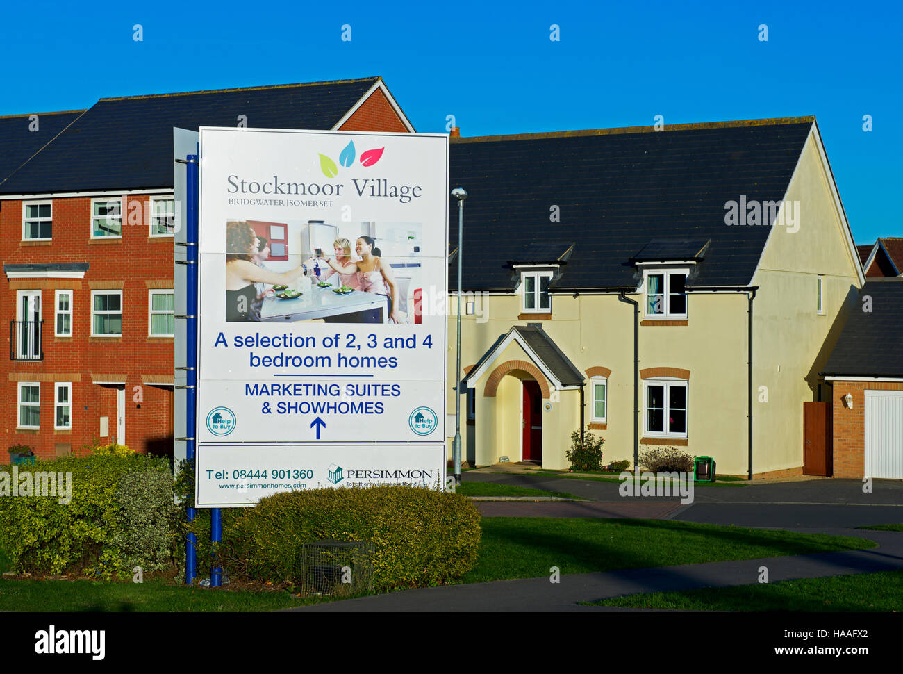 Stockmoor Village, un développement de nouveaux logements près de Bridgwater, Somerset, England UK Banque D'Images