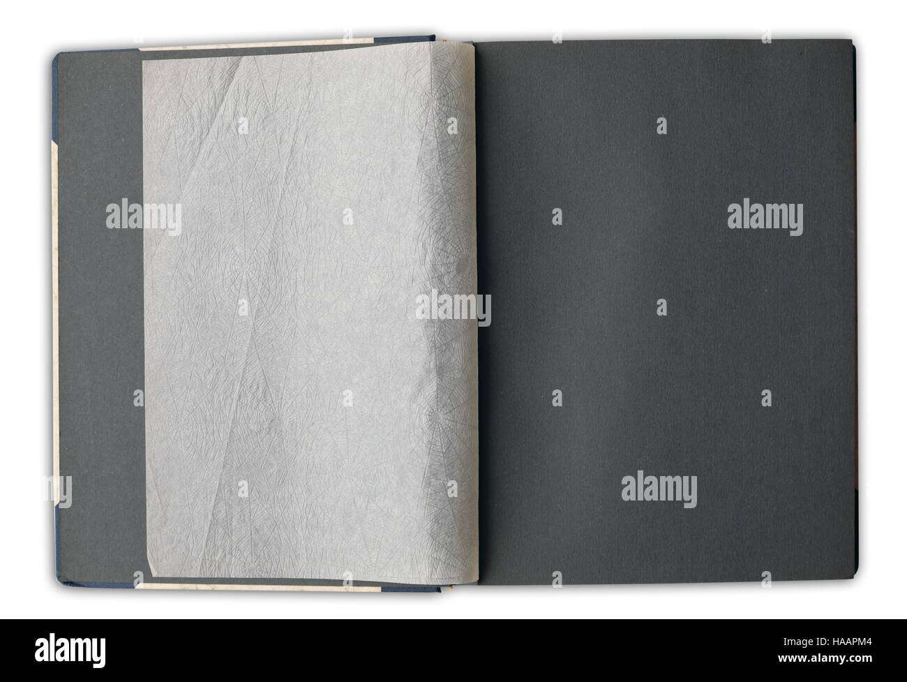 Old photo album - livre ouvert avec des pages blanches Banque D'Images