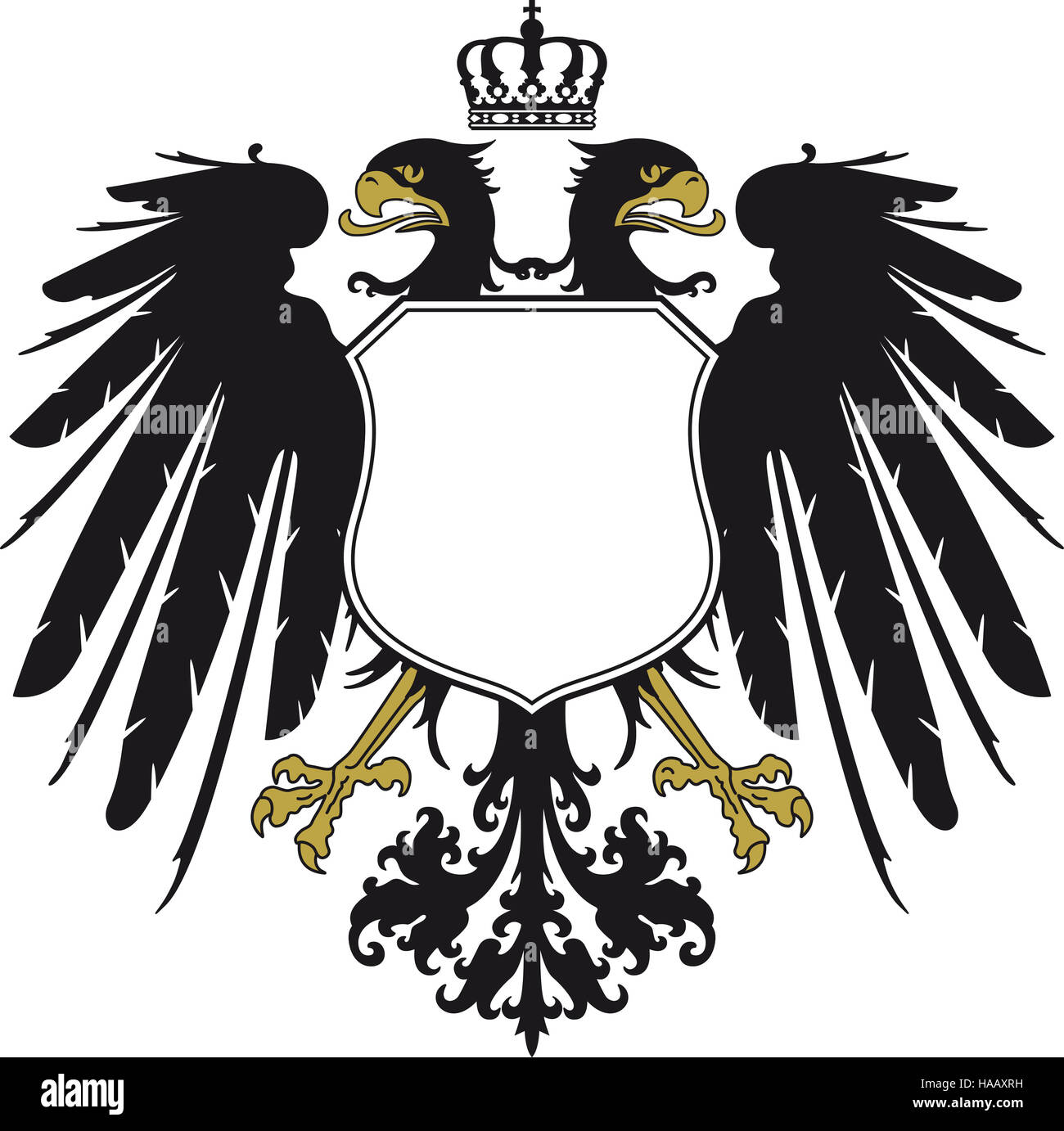 Aigle bicéphale avec couronne Banque D'Images