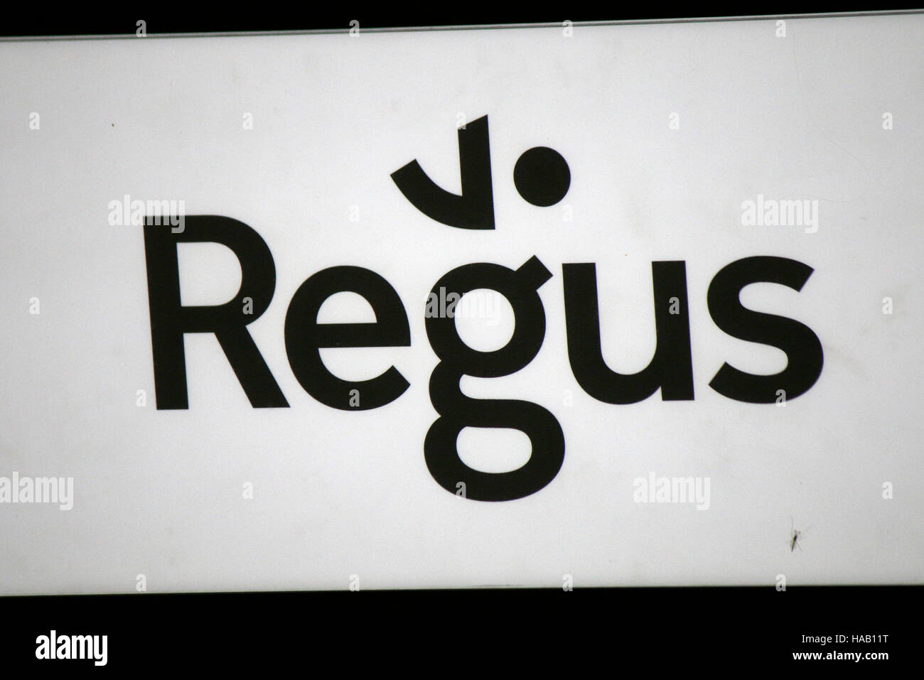 Logo das der Marke "Regus", Berlin. Banque D'Images