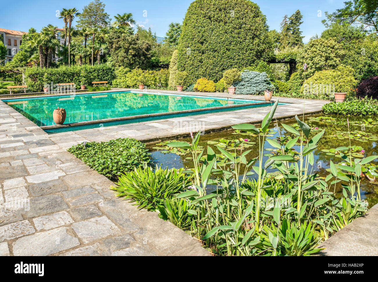 Jardin de la Villa Taranto au Lago Maggiore, Pallanza, Piemont, Italie Banque D'Images