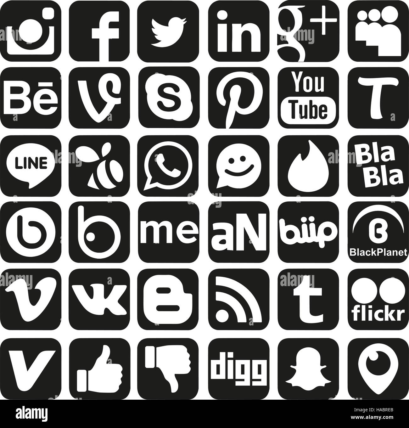 Les icônes de réseau social Illustration de Vecteur