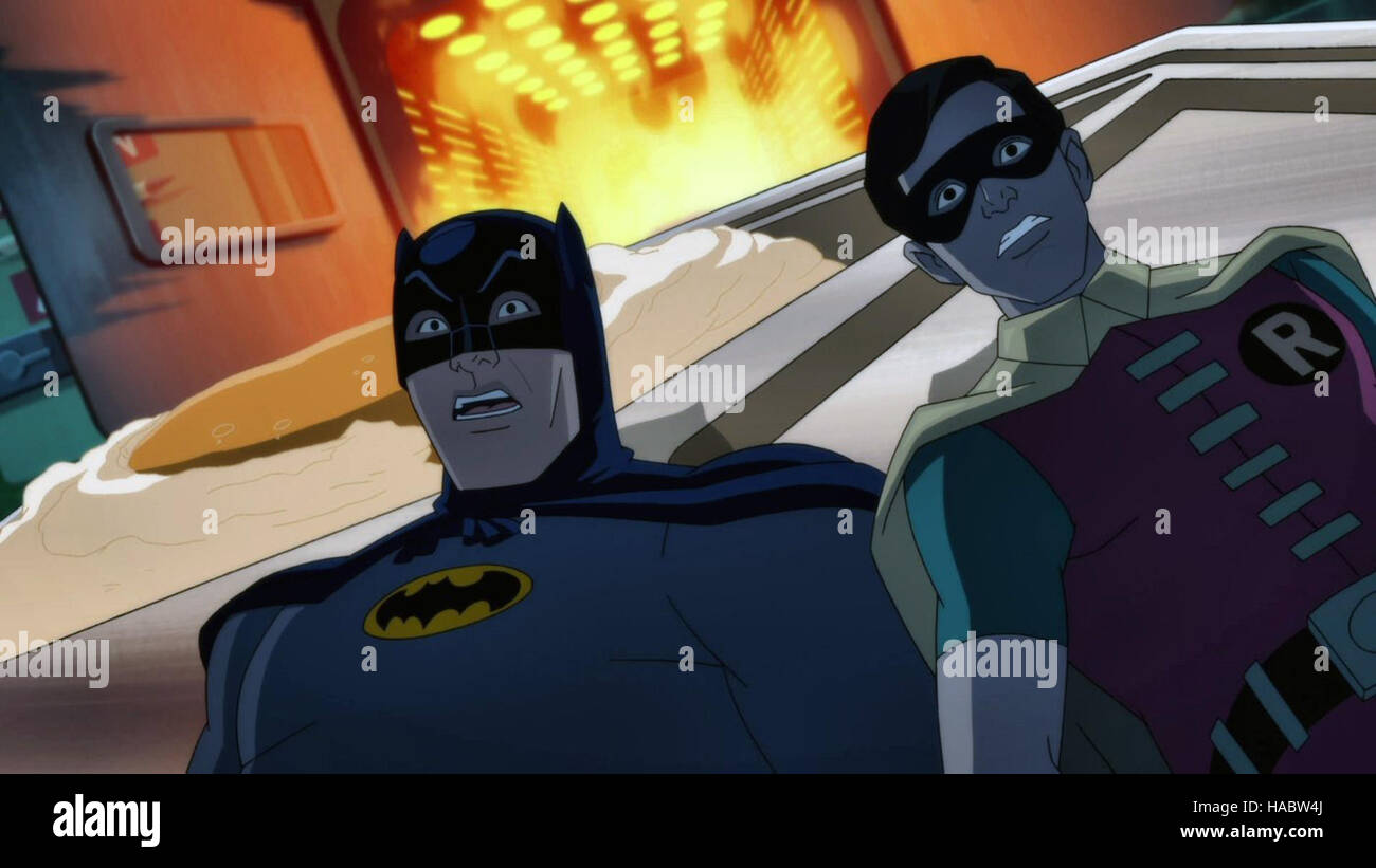 Batman : retour de l'homme chauve croisés est un film de super-héros d'animation américain de 2016. Basé sur la série TV Batman des années 60, le film stars Adam West, Burt Ward, et Julie Newmar reprenant leurs rôles de Batman, Robin et Catwoman dans la série. Cette photo est pour un usage éditorial uniquement et est l'auteur de la société film et/ou le photographe attribué par le film ou la société de production et ne peut être reproduite que par des publications dans le cadre de la promotion du film ci-dessus. Un crédit obligatoire pour l'entreprise de film est nécessaire. Le photographe devrait également être portés lorsqu'il est connu. Banque D'Images