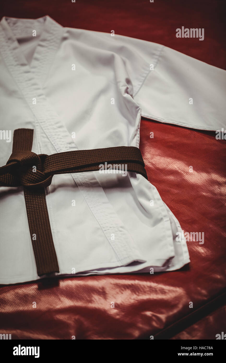 Uniforme de karaté et ceinture brune Banque D'Images