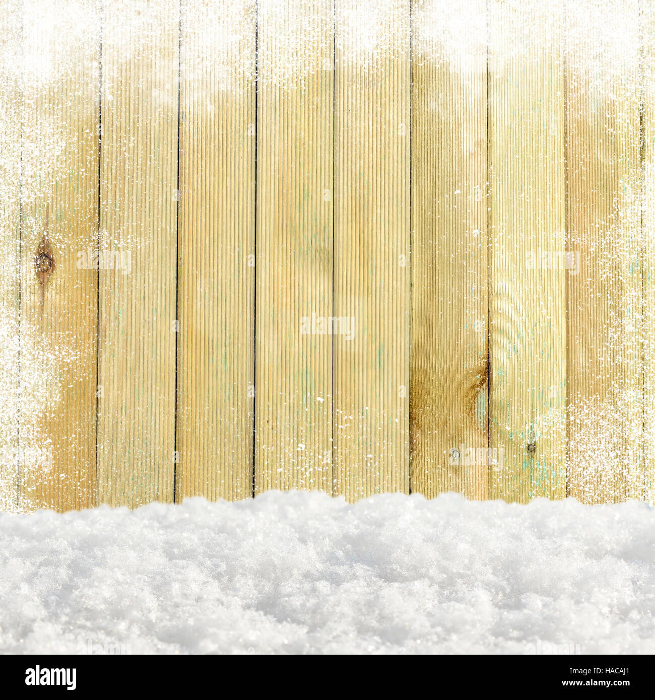 Fond de bois de pin de Noël avec des chutes de neige et de neige. Voir with copy space Banque D'Images