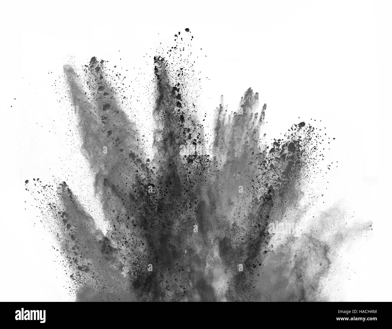 Explosion de la poudre noire, isolé sur fond blanc Banque D'Images