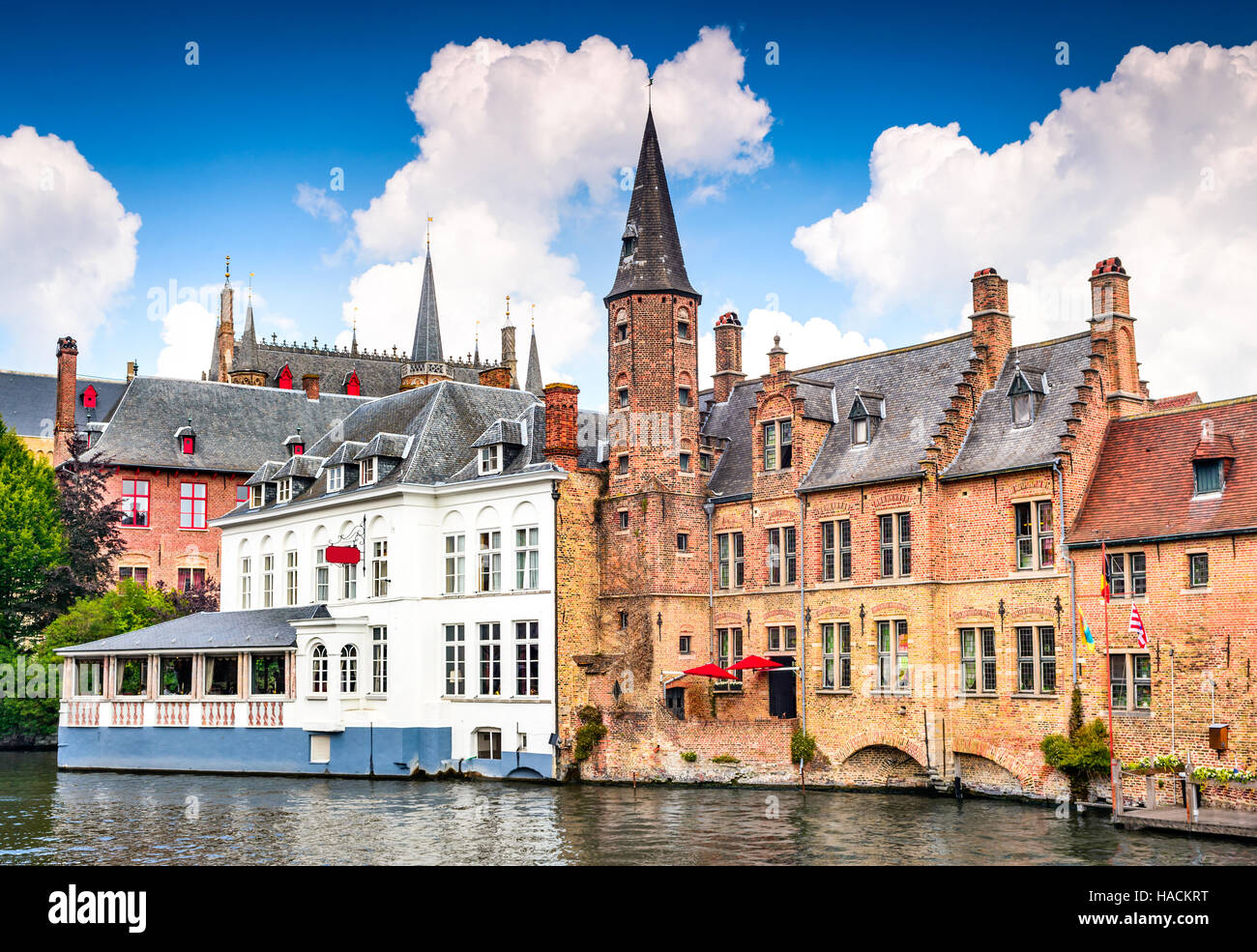 Bruges, Belgique. Paysage avec de l'eau canal de Bruges, 'Venise du Nord', rues de la région de Flandre orientale, Belgique Banque D'Images