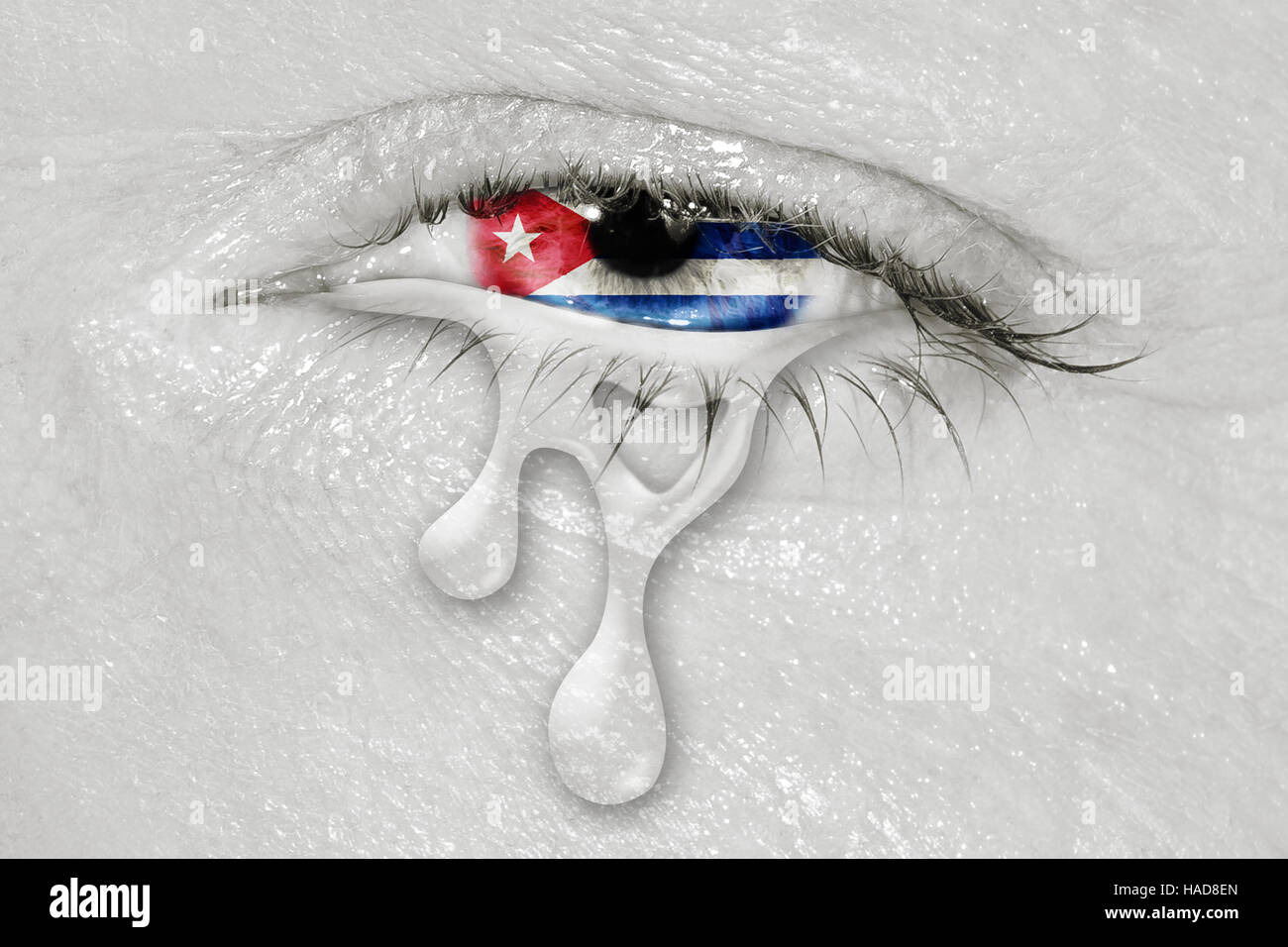 Cuba drapeau dans l'oeil de pleurer Banque D'Images