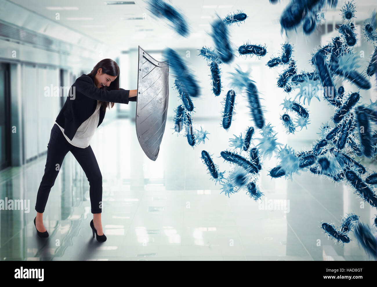 Attaque de rendu 3D de bactéries Banque D'Images