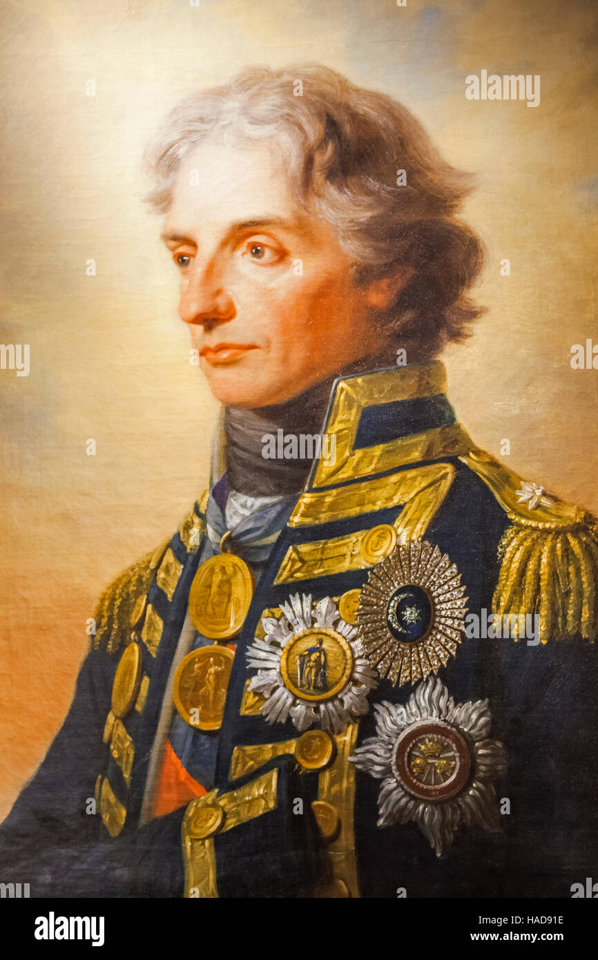 L'Angleterre, dans le Hampshire, Portsmouth, Portsmouth Historic Dockyard, le Musée National, Royal Navy, Portrait de Nelson par Heinrich Fuger daté 1800 Banque D'Images