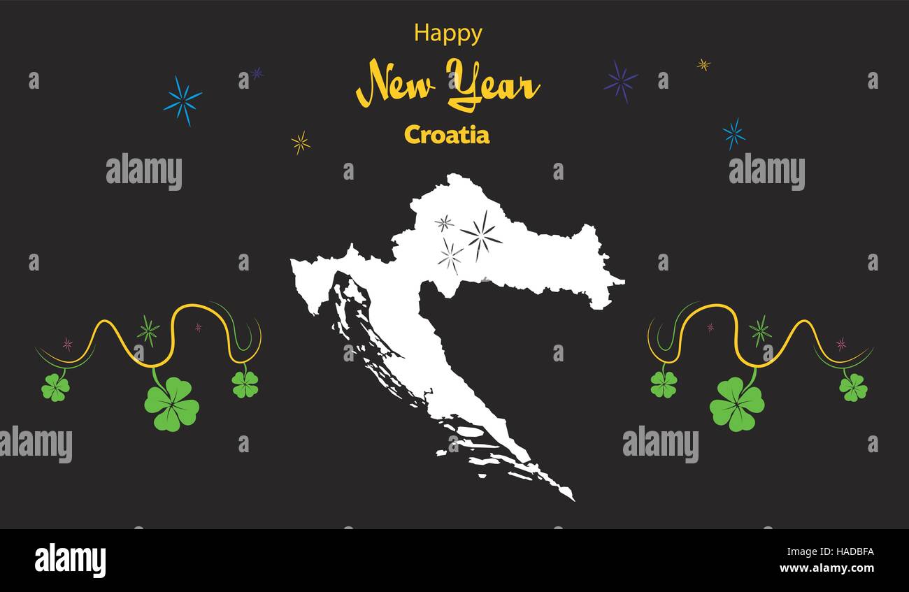 Happy New Year illustration thème avec la carte de la Croatie Illustration de Vecteur