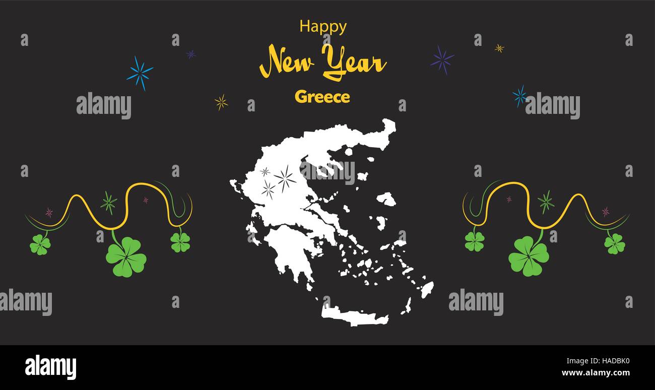 Happy New Year illustration thème avec la carte de la Grèce Illustration de Vecteur