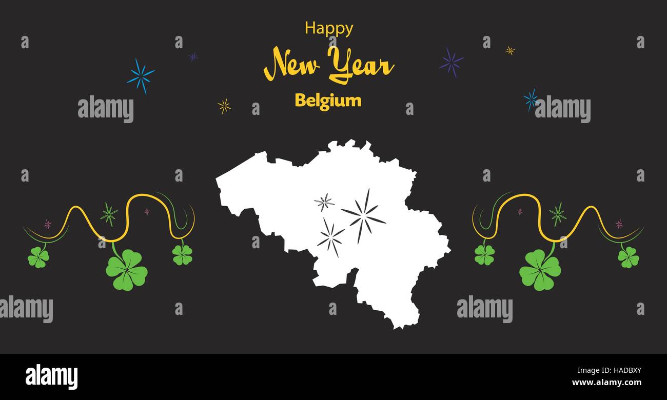 Happy New Year illustration thème avec carte de Belgique Illustration de Vecteur