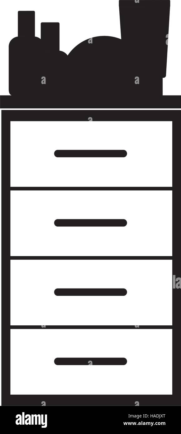 Silhouette monochrome avec une commode vector illustration Image ...