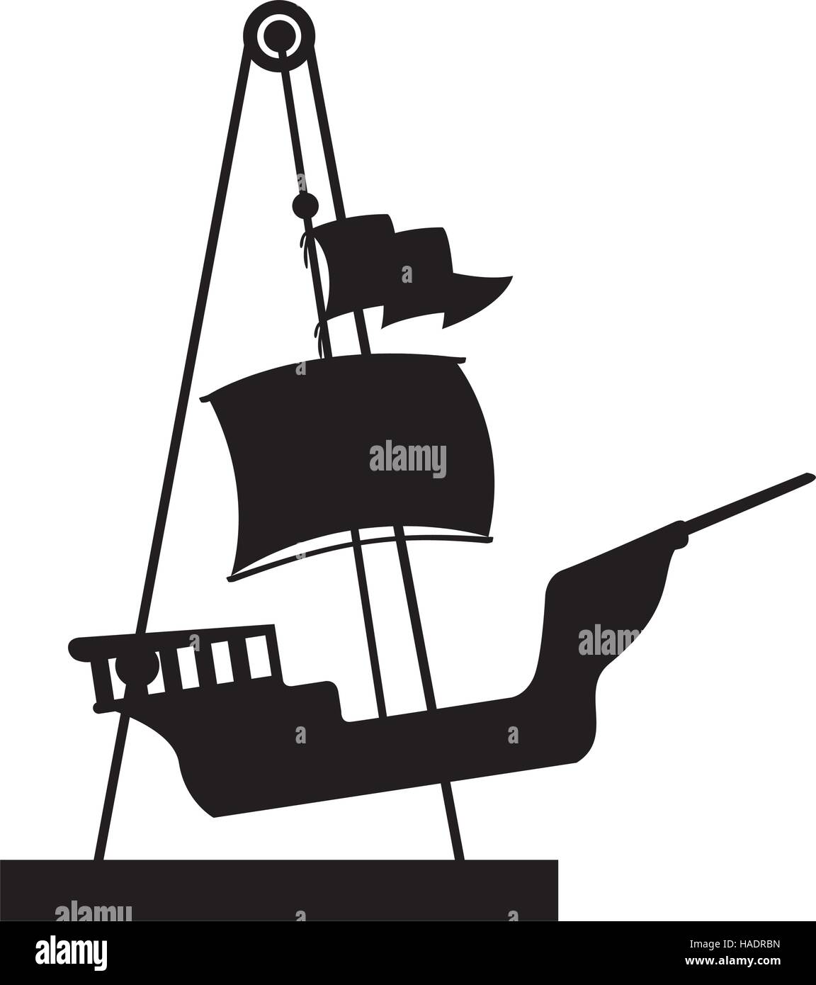 Silhouette parc d'icône de la ligne de bateau pirate vector illustration Illustration de Vecteur