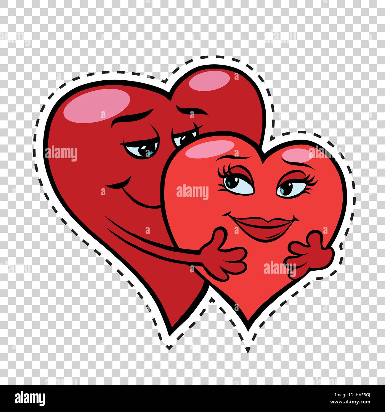 Love couple hug coeurs rouges Valentines Illustration de Vecteur