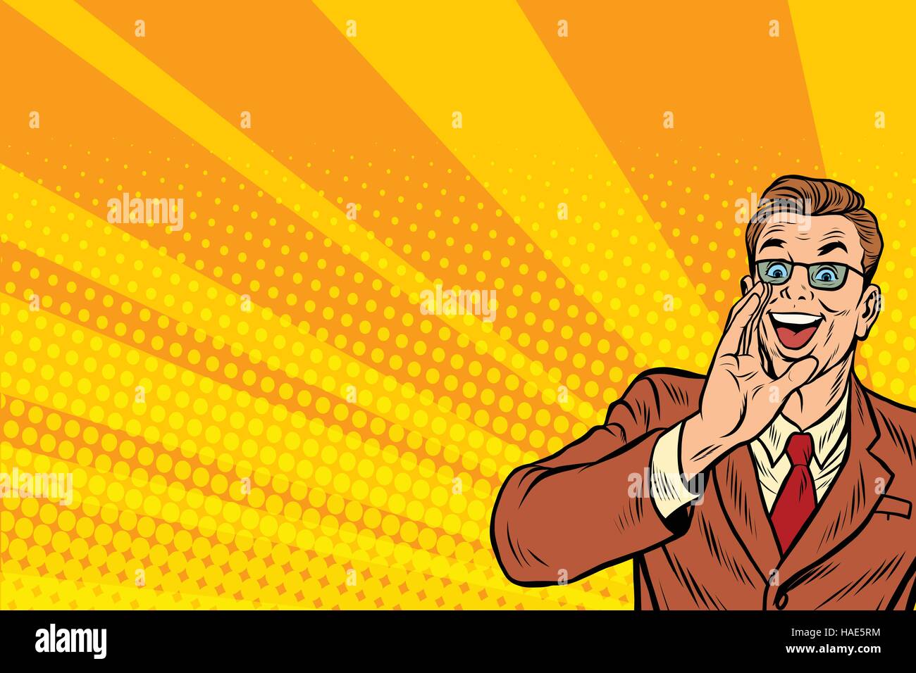 Pop art promo businessman in glasses Illustration de Vecteur