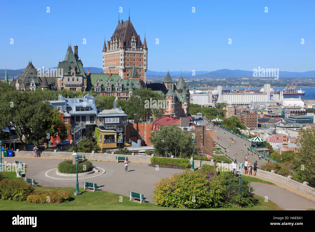 Canada, Québec, Skyline, parc, château Frontenac, Banque D'Images