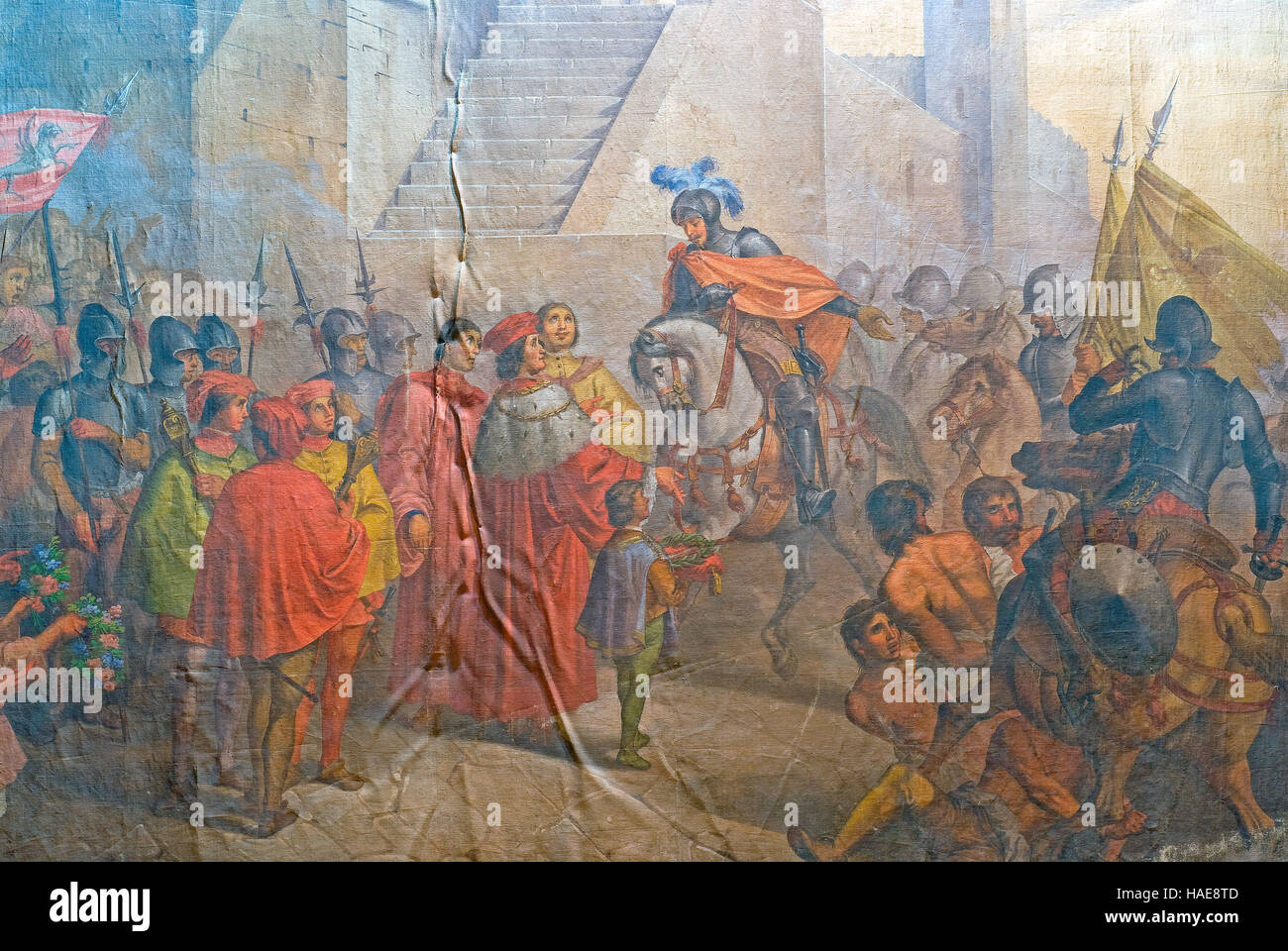 Rideau du Cesare Caporali Theatre (peinture par Mariano Piervittori), village de Todi, Ombrie, Italie, Europe Banque D'Images