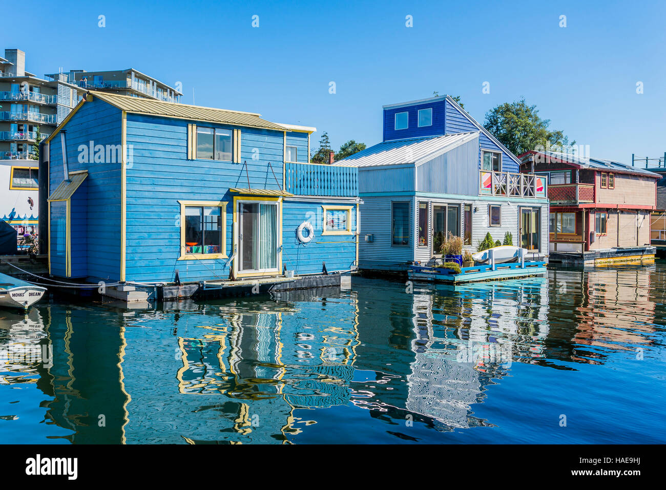 Les maisons flottantes, Fisherman's Wharf, Victoria, Colombie-Britannique, Canada Banque D'Images