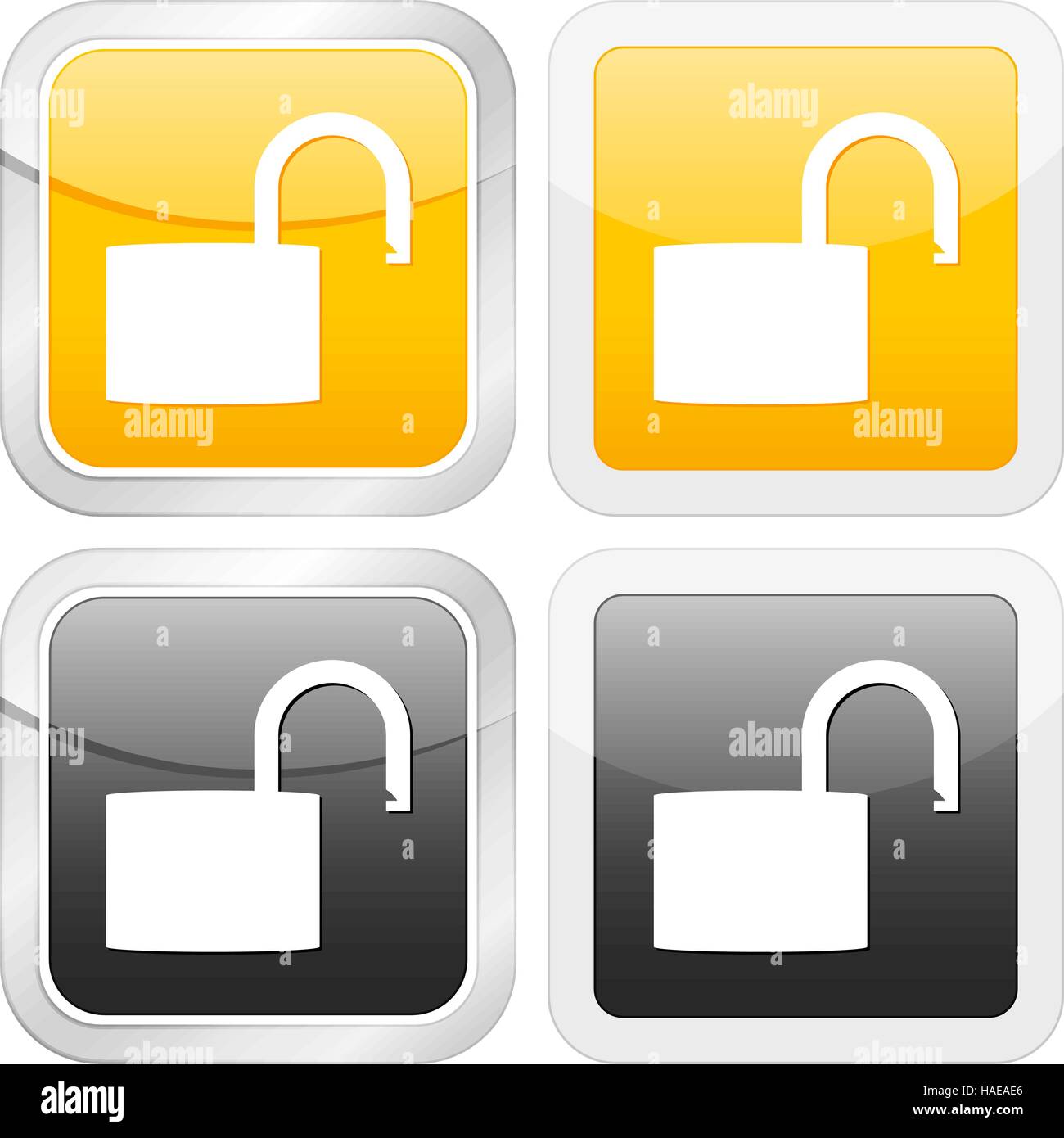 L'icône de cadenas carrés ensemble ouvert sur fond blanc. Vector illustration. Illustration de Vecteur