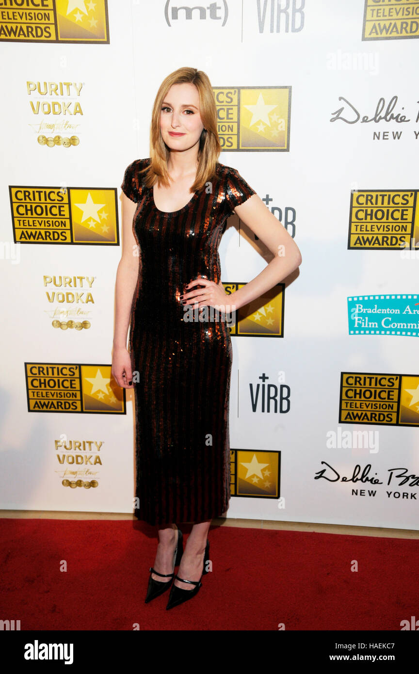 Laura Carmichael arrive à la télévision Broadcast Journalists Association's third annual Critics' Choice Television Awards au Beverly Hilton Hotel, le 10 juin, 2013 à Los Angeles, Californie. Banque D'Images