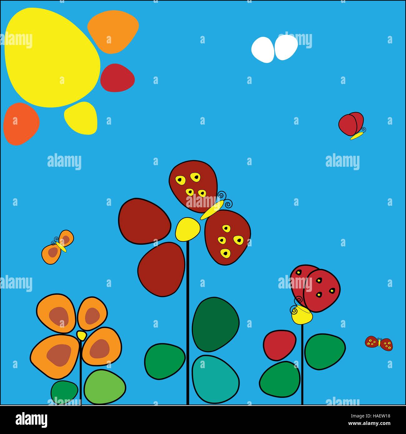 La métamorphose du papillon de fleur Illustration de Vecteur