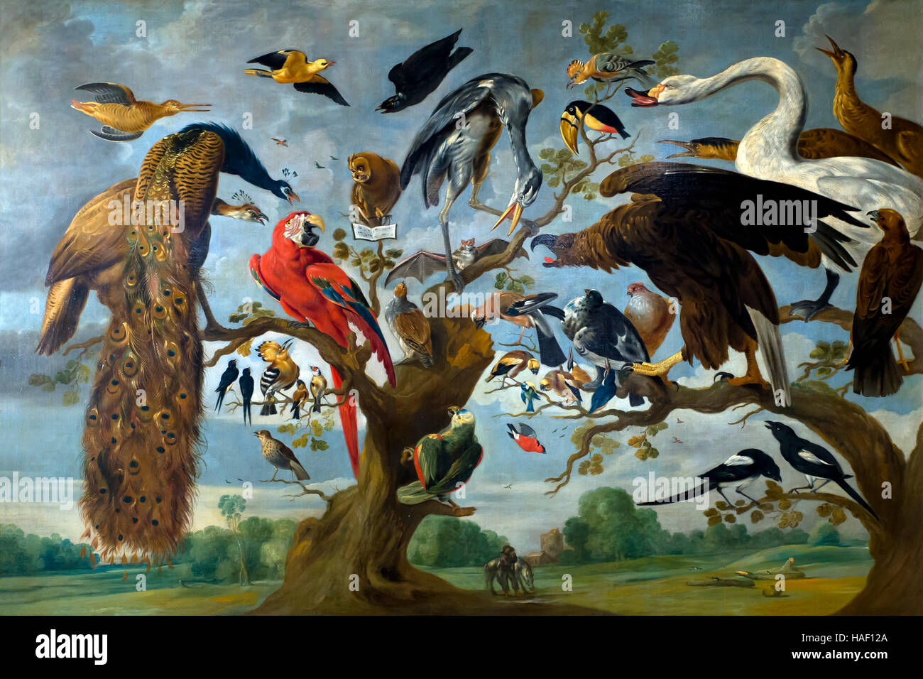 Les concerts d'oiseaux, attribué à Paul de Vos, 17e siècle, Musée Royal des Beaux-Arts, Anvers, Belgique, Europe Banque D'Images