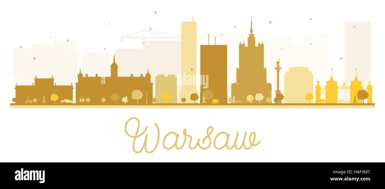 La ville de Varsovie silhouette d'or. Vector illustration. Concept simple pour le tourisme présentation, bannière, un placard ou un site web. Illustration de Vecteur