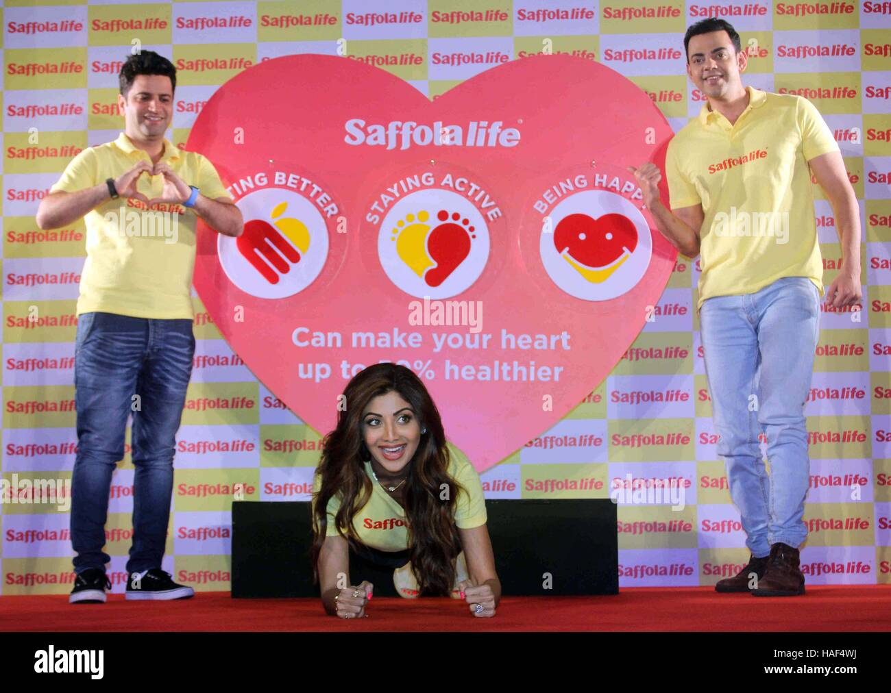 Shilpa Shetty acteur affiche présence remise en forme de cuisinier, Kunal Kapur Cyrus Sahukar la Journée mondiale du coeur programme organisé Mumbai Banque D'Images