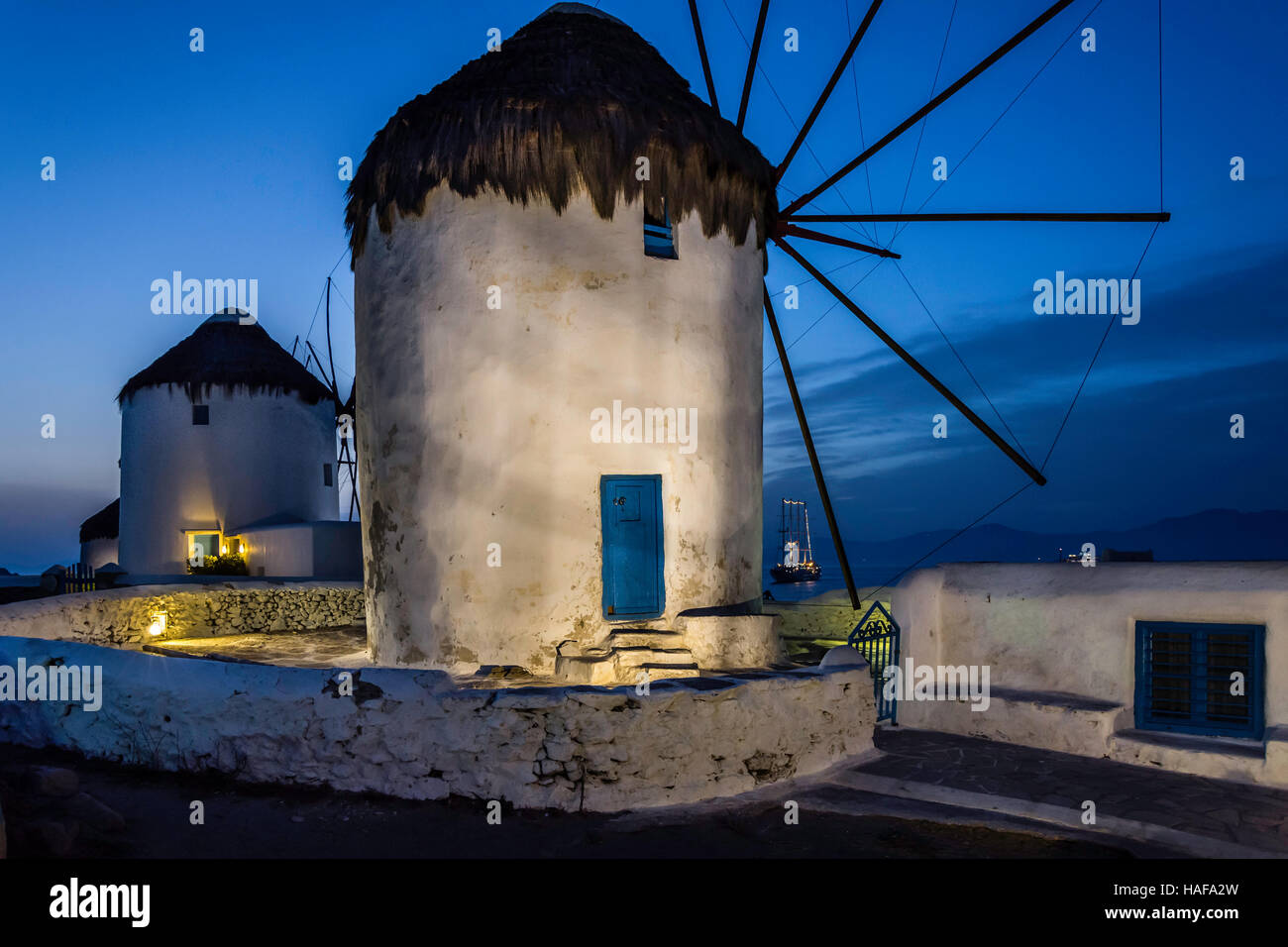 Les célèbres moulins à vent de Mykonos island , Grèce Banque D'Images